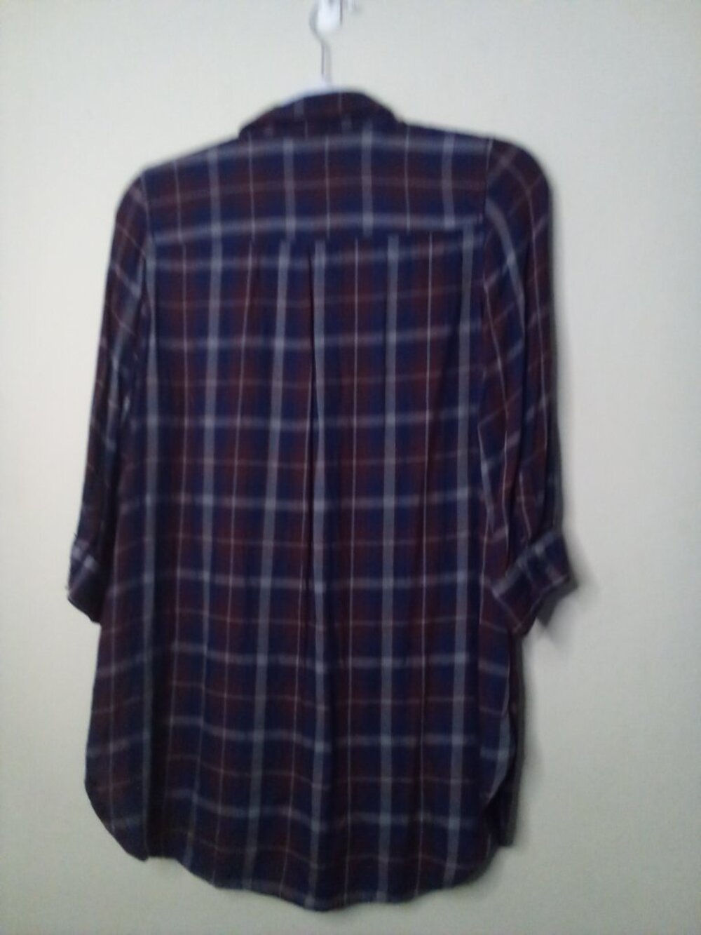 Khakis & Co Women S Button Up 3/4 Sleeve Pockets Plaid Red Blue - Picture 11 of 15